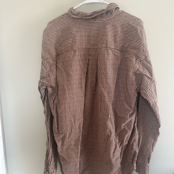 Timberland Men’s Button-Down Shirt | Size L | Burgundy & Navy Check - Picture 4 of 4